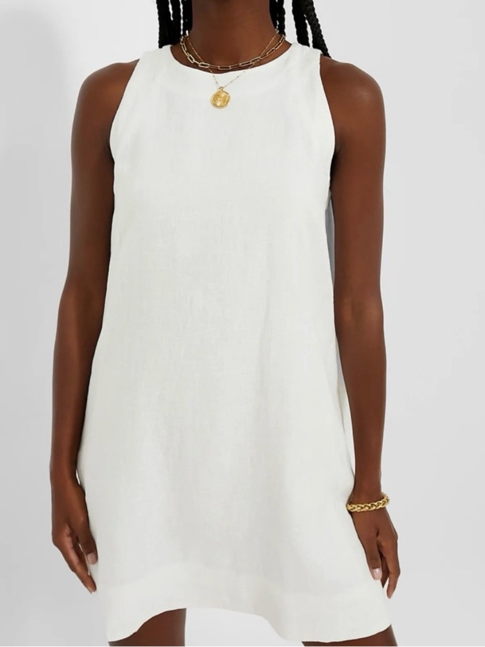 Tuckernuck White Sleeveless Mini Linen Pauline Shift Dress
